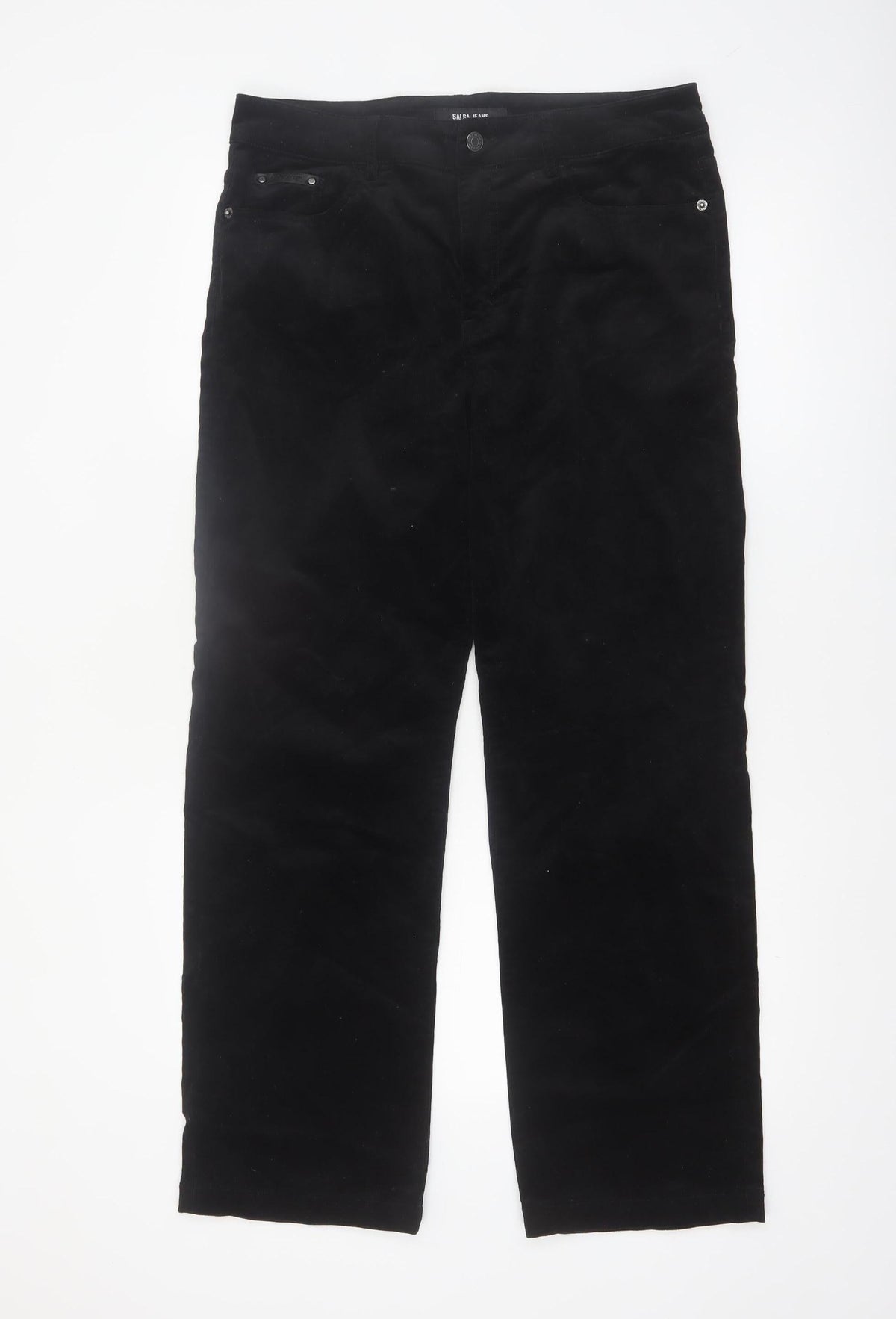 Salsa Jeans Womens Black Corduroy Slim Trousers Size 11 Regular