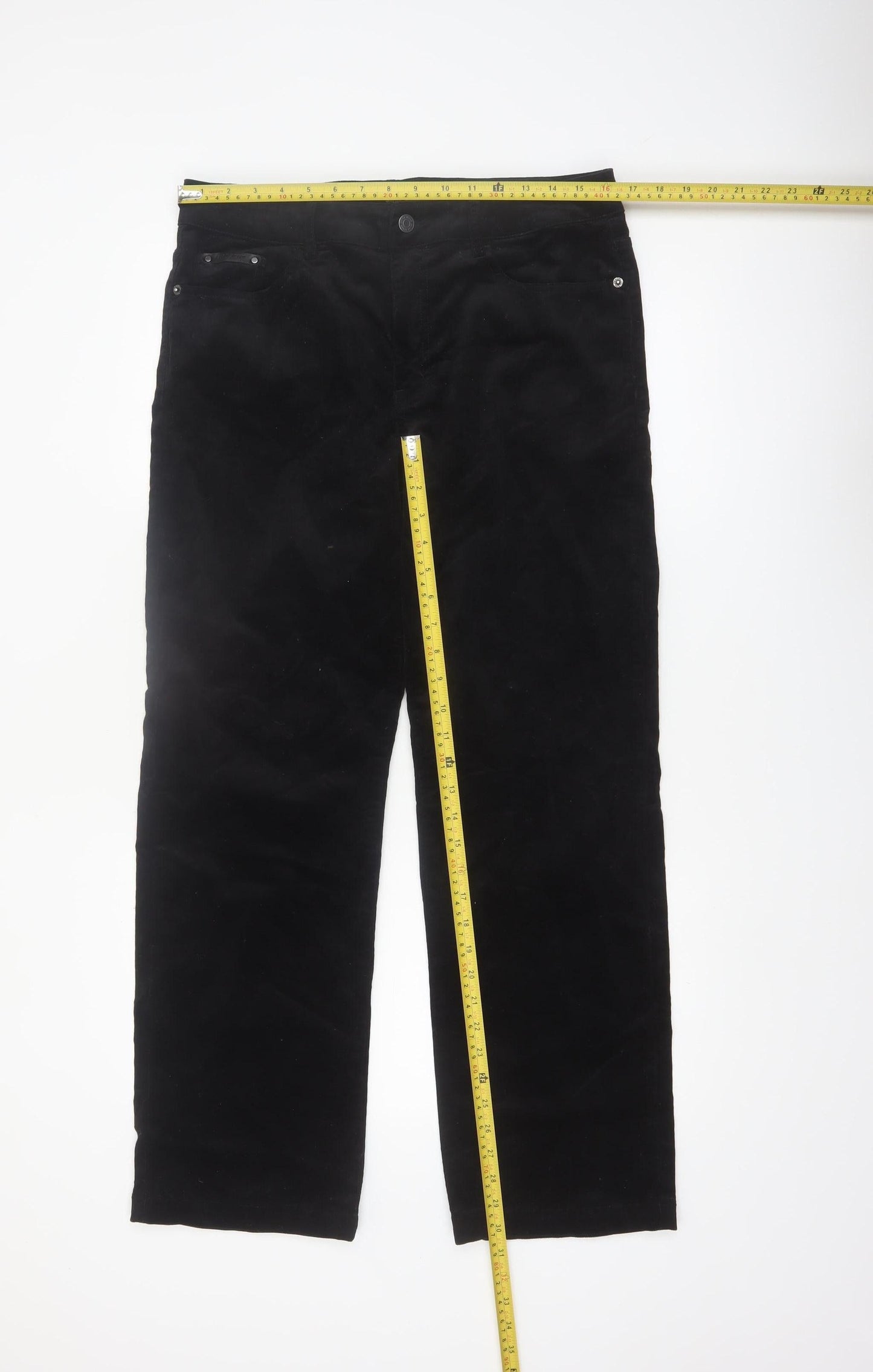 Salsa Jeans Womens Black Corduroy Slim Trousers Size 11 Regular