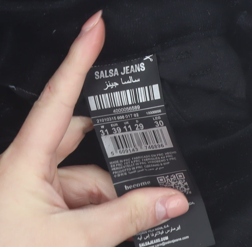 Salsa Jeans Womens Black Corduroy Slim Trousers Size 11 Regular