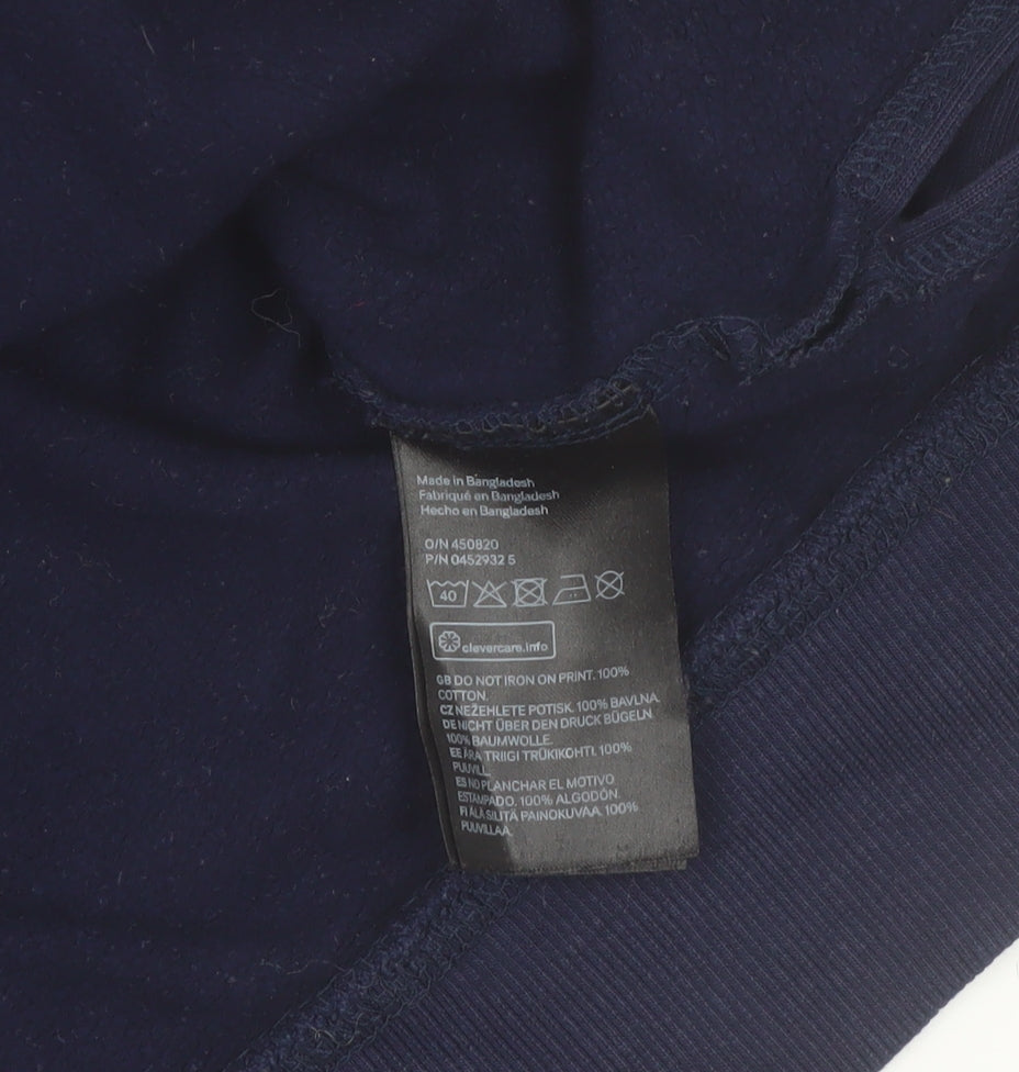 H&M Divided Women's Navy Blue Pullover Sweatshirt Size 12 'Power to the Girls'