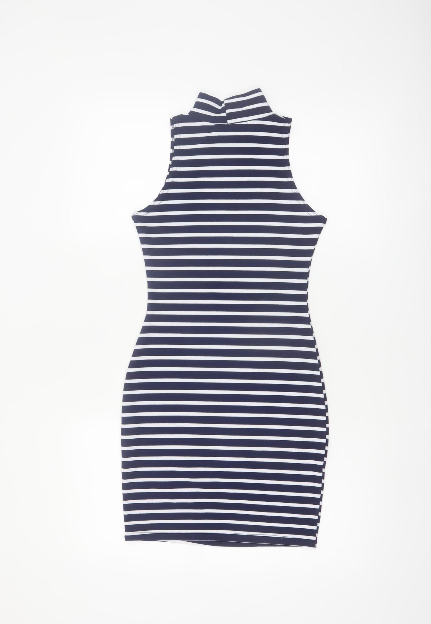 Boohoo Women’s Blue Striped Sleeveless Bodycon Dress Size 6