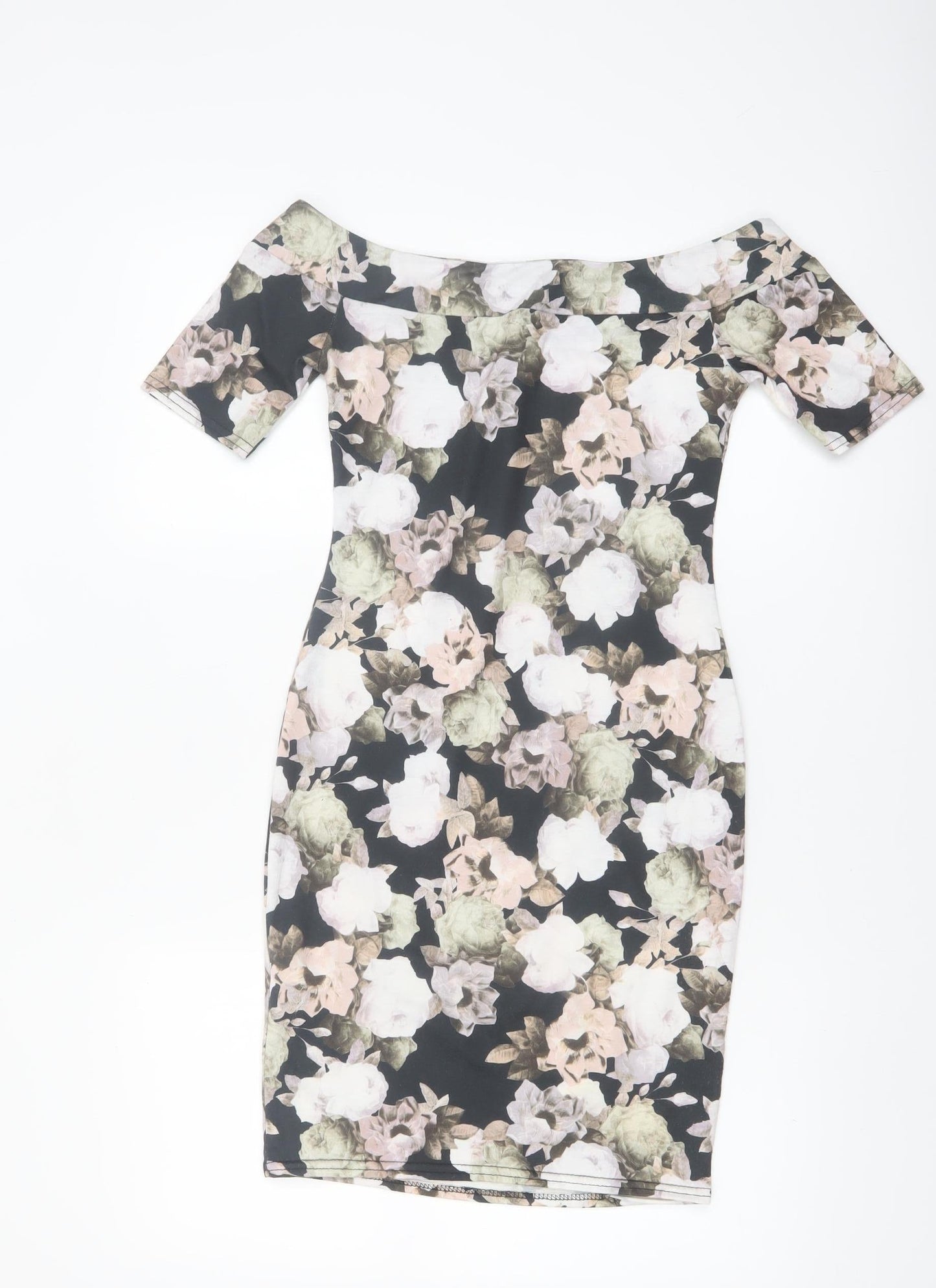New Look Women's Floral Off Shoulder Bodycon Dress Size 8 Multicoloured