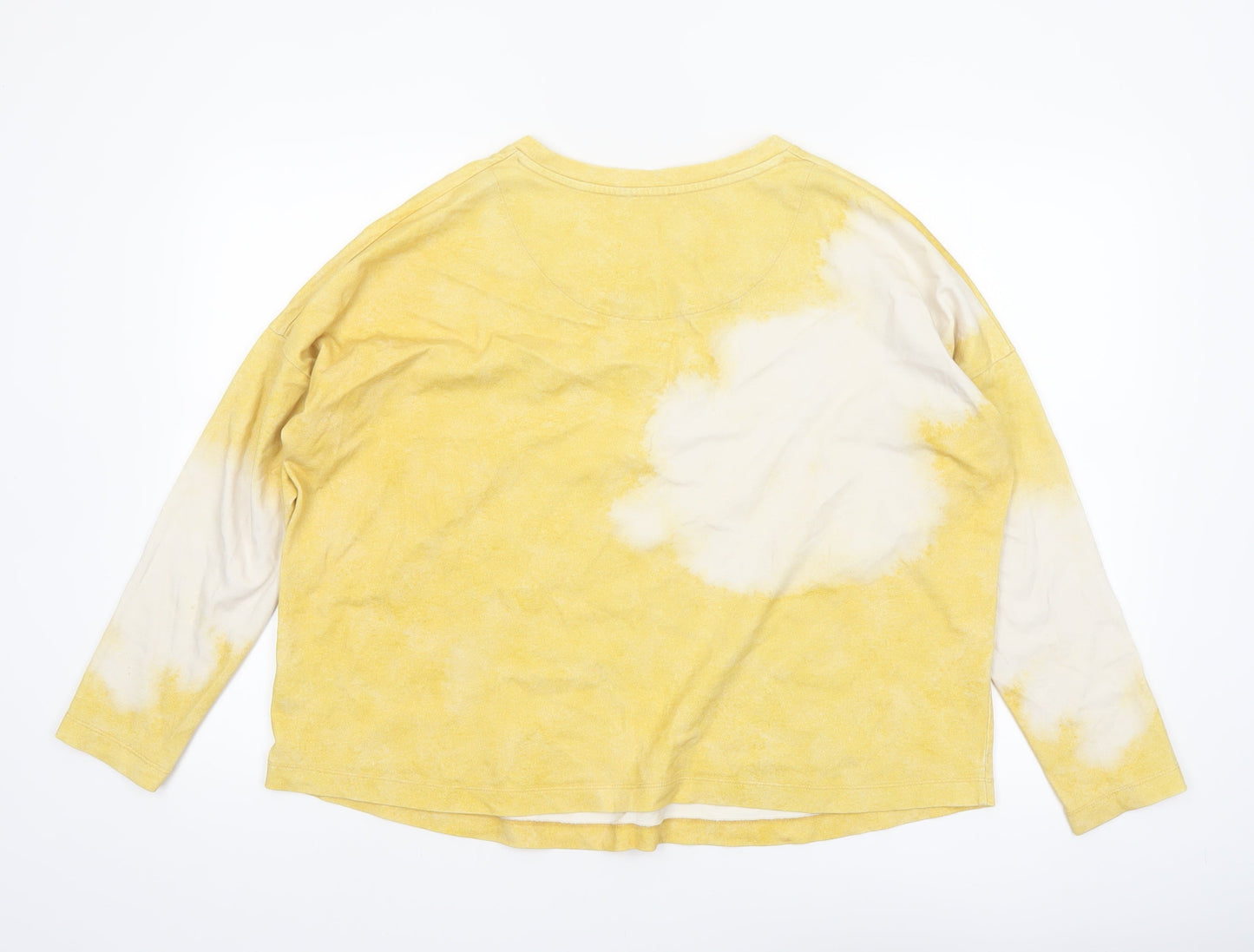 COS Women Yellow Tie-Dye Cotton Long Sleeve Jersey T-Shirt Size 12