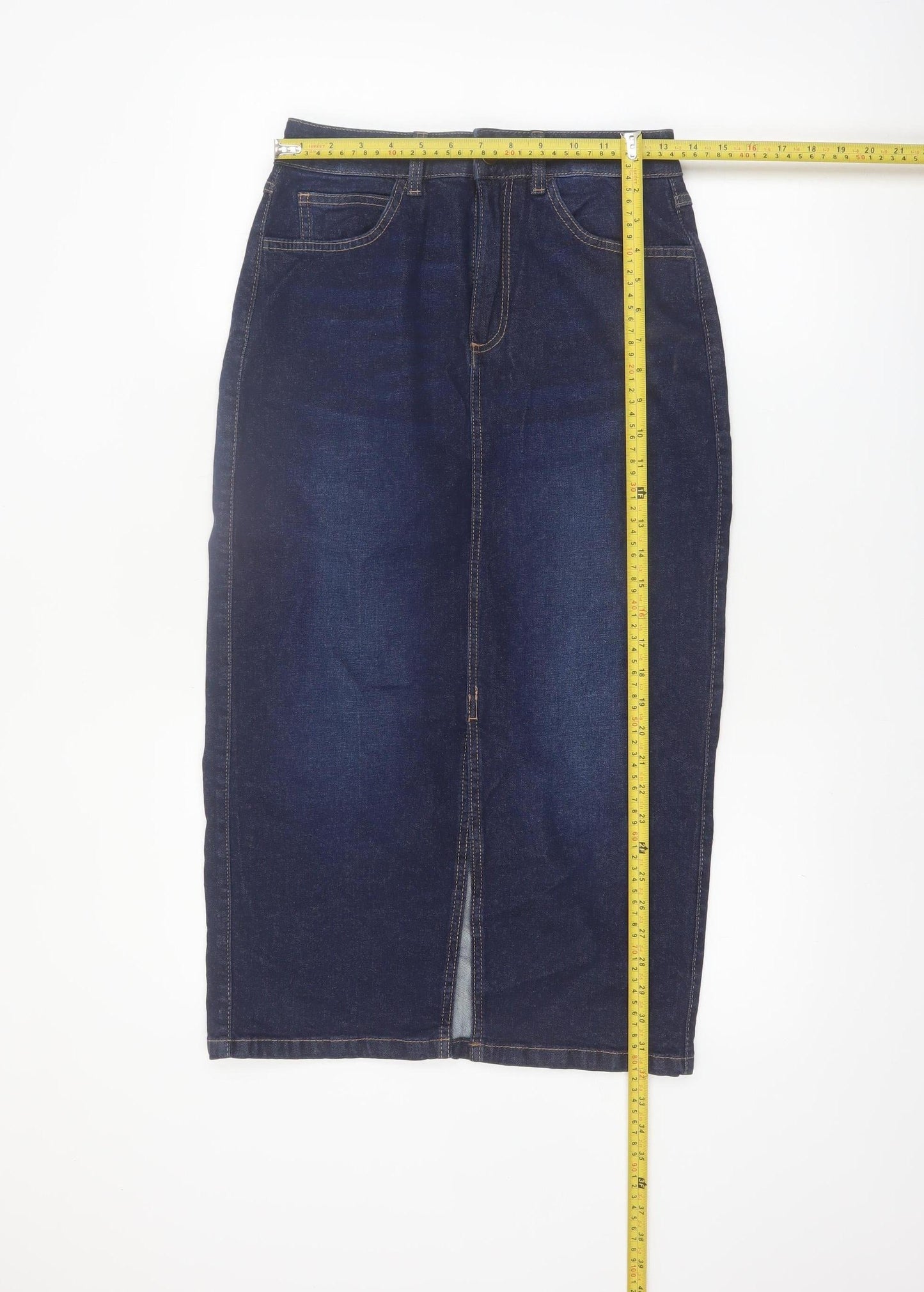 Dunnes Stores Women's Blue Denim Midi Pencil Skirt Size 8