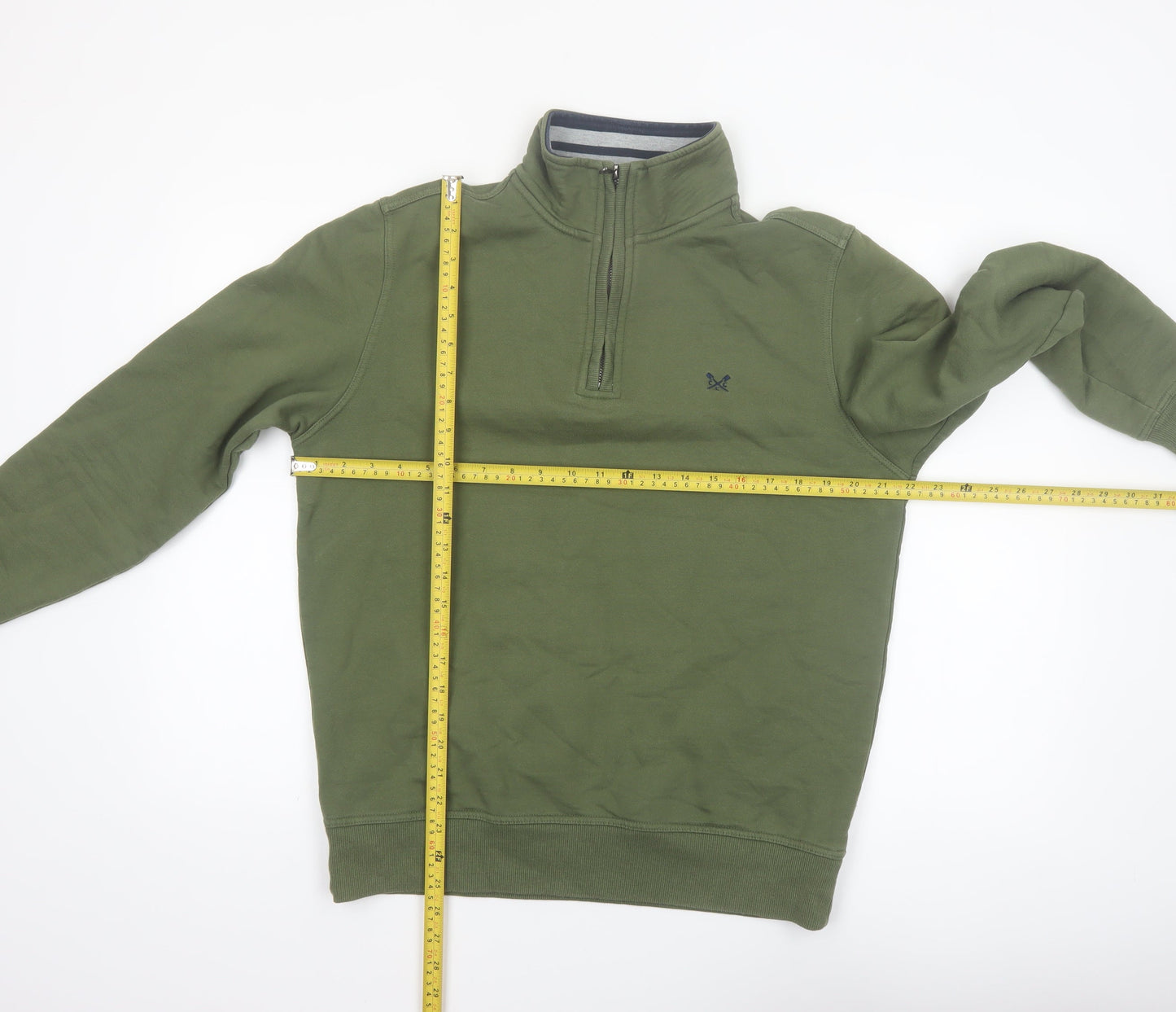 Crew Clothing Company Men's Green 1/4 Zip Sweatshirt M Regular Fit