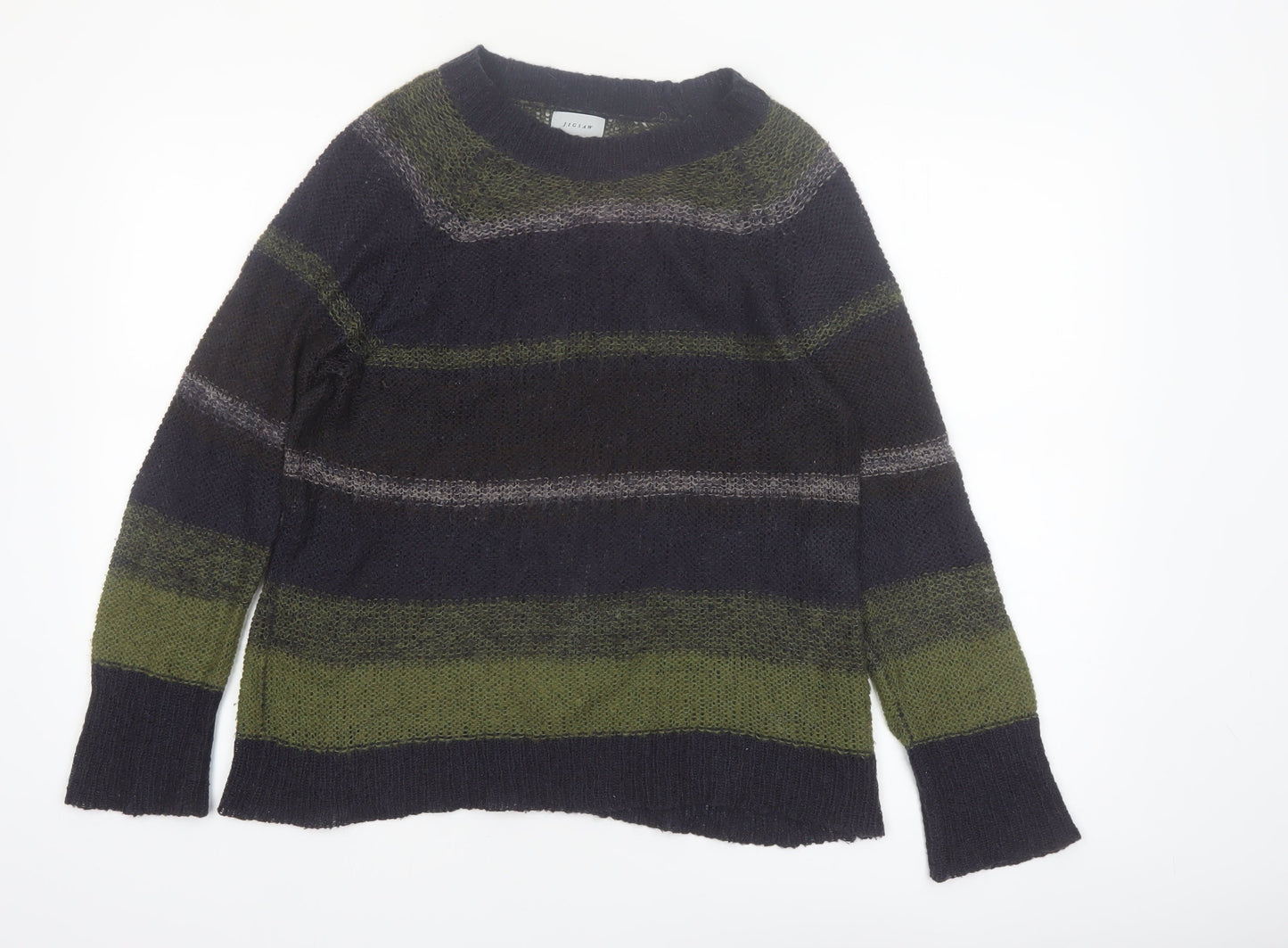 Jigsaw Women Multicoloured Striped Wool Blend Knit Jumper Size S