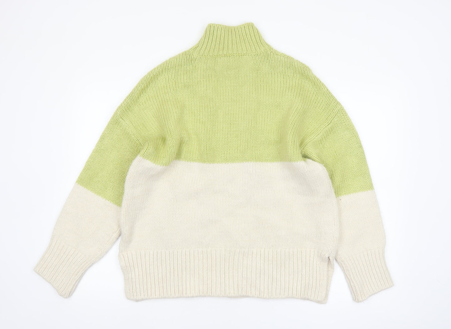 Next Womens Green High Neck Cable-Knit Pullover Jumper M
