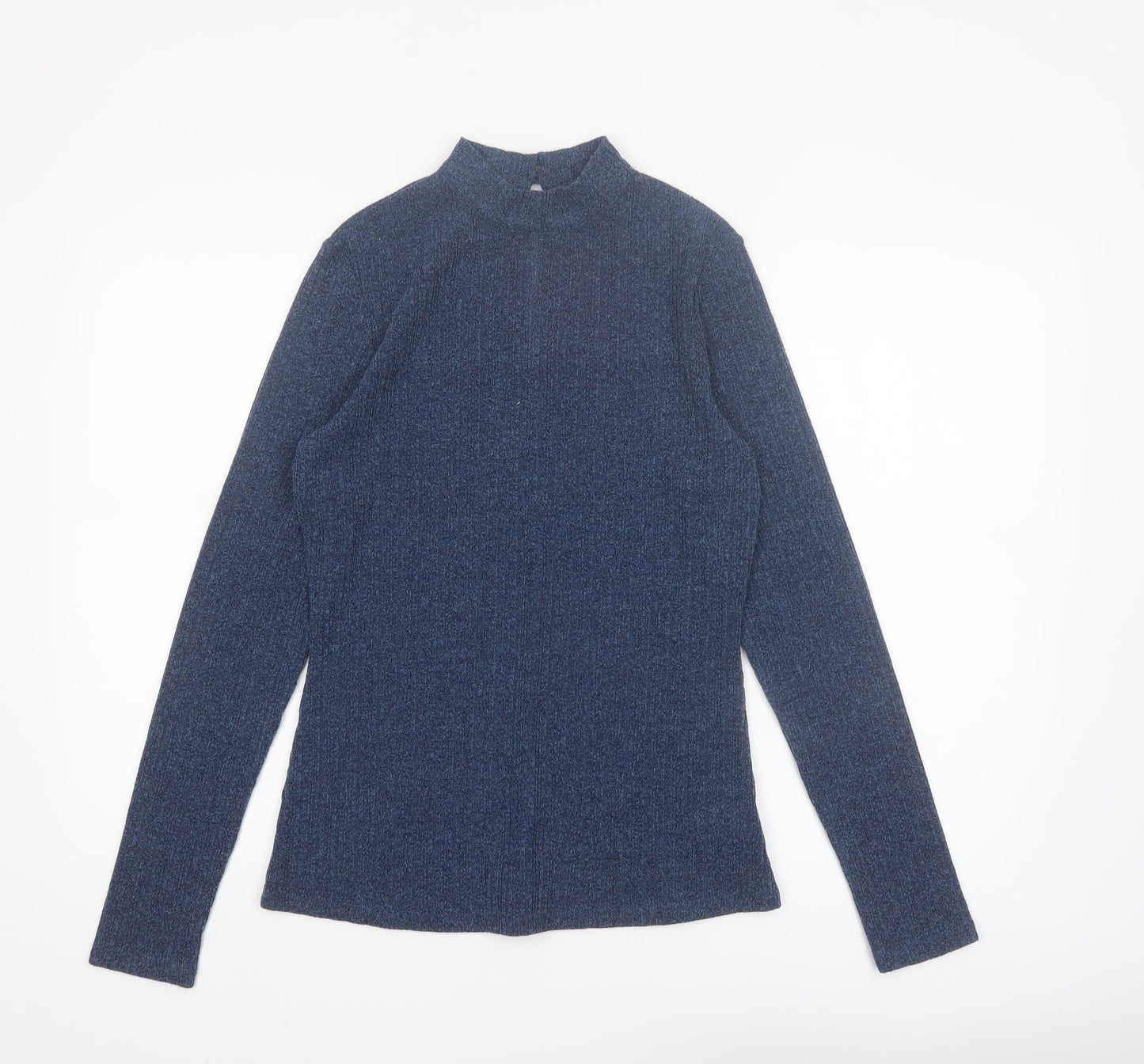 Next Womens Blue Mock Neck Long Sleeve Slim Fit Jumper UK 12