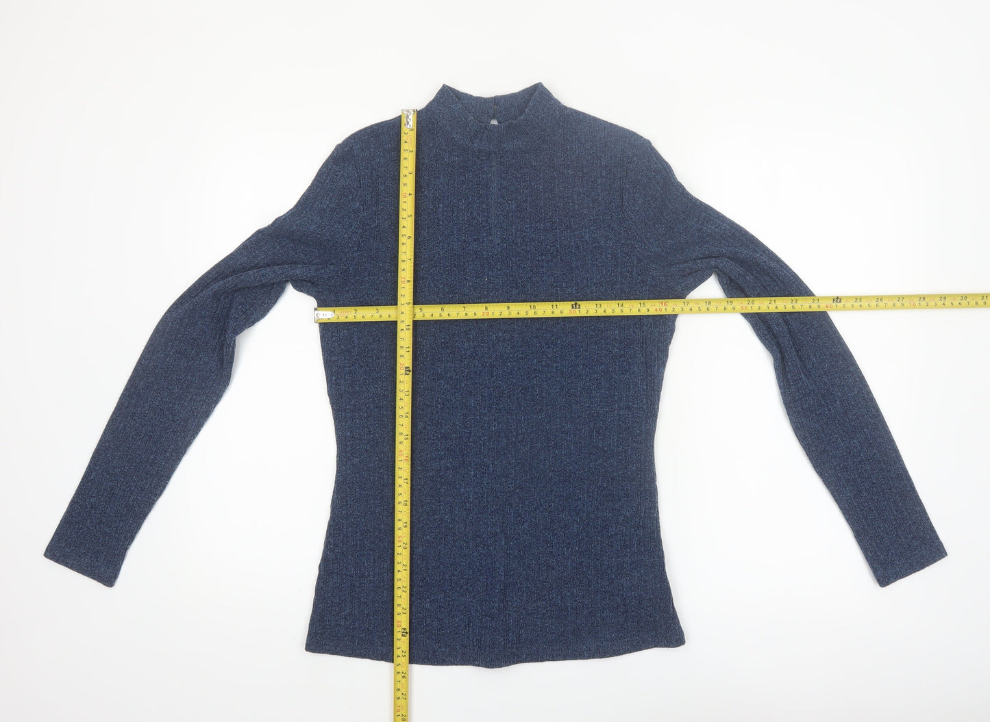 Next Womens Blue Mock Neck Long Sleeve Slim Fit Jumper UK 12