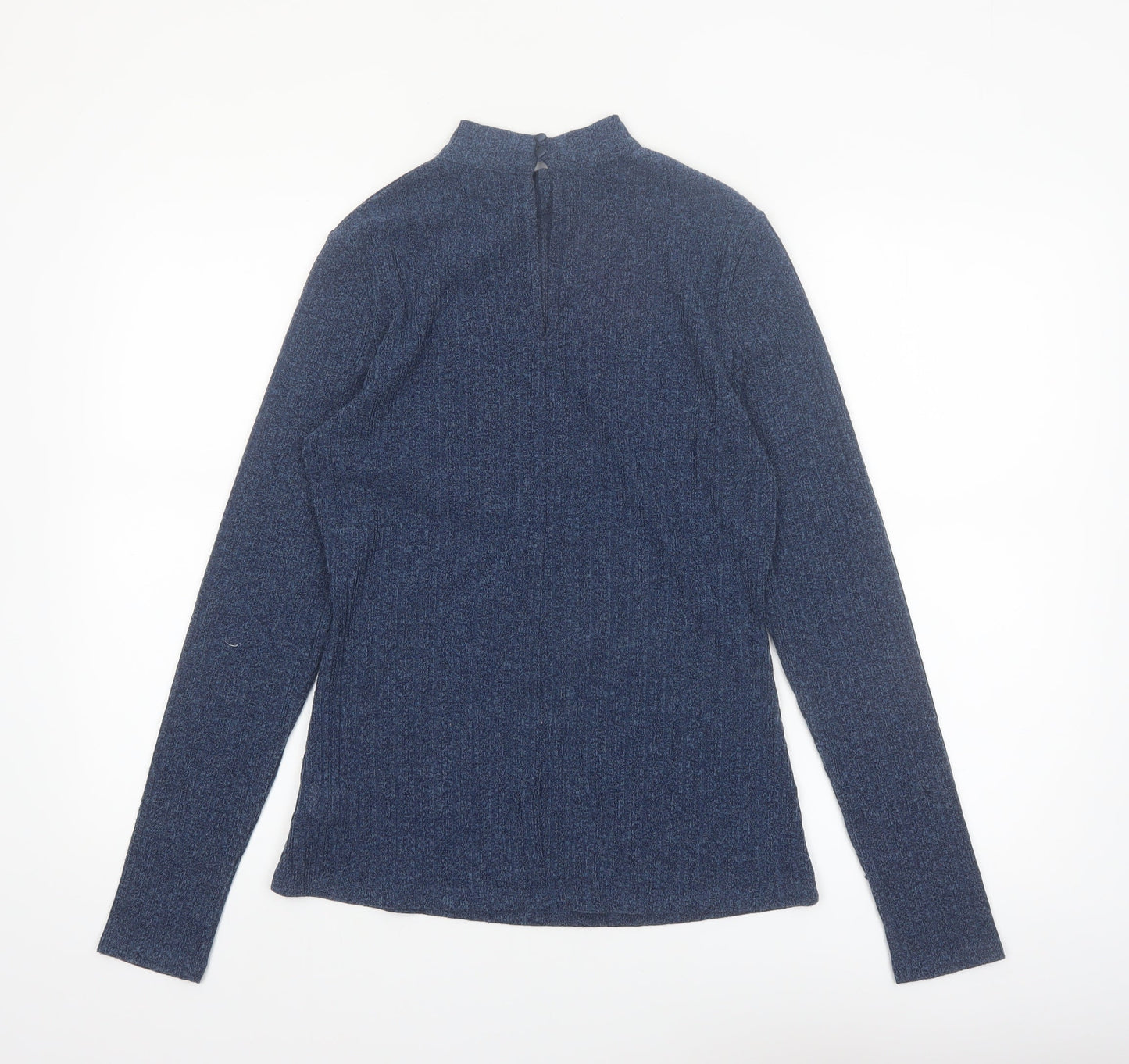 Next Womens Blue Mock Neck Long Sleeve Slim Fit Jumper UK 12