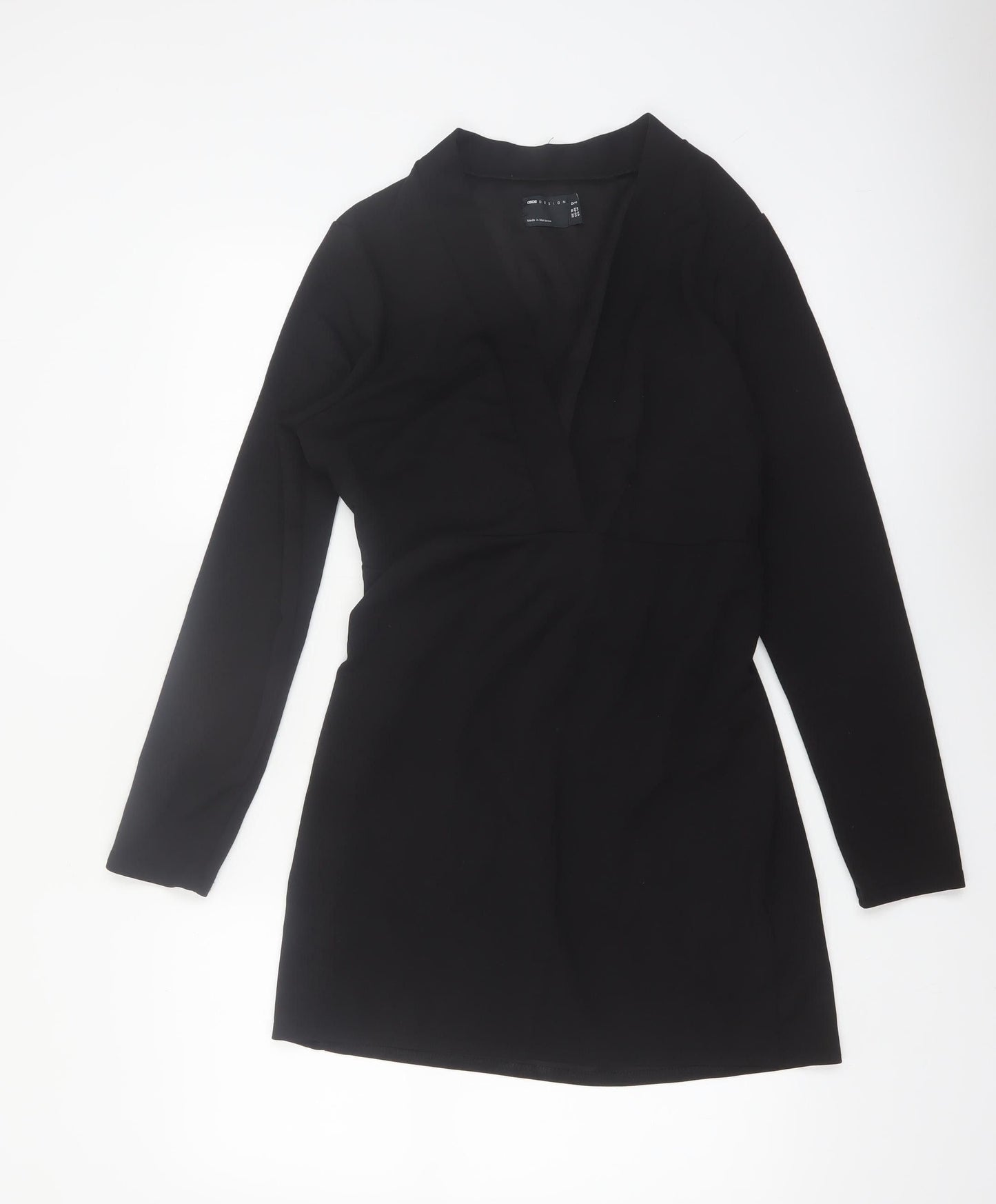 ASOS Design Women’s Black Wrap Dress Long Sleeve Size 18