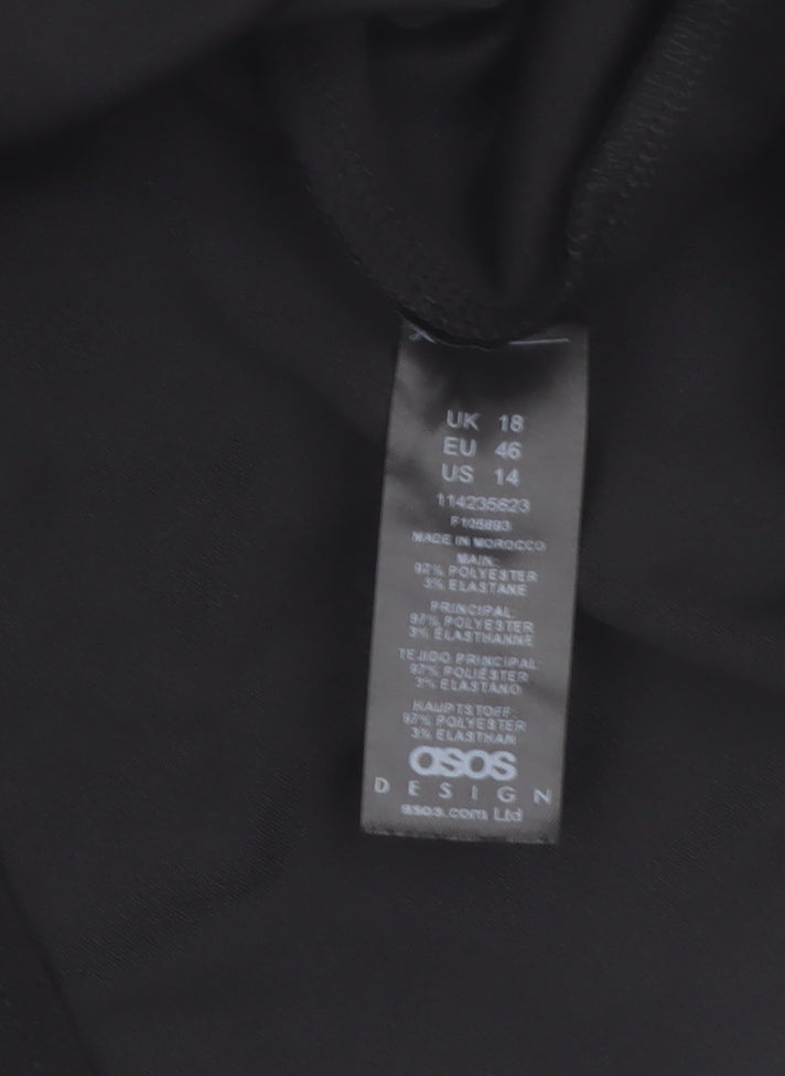 ASOS Design Women’s Black Wrap Dress Long Sleeve Size 18