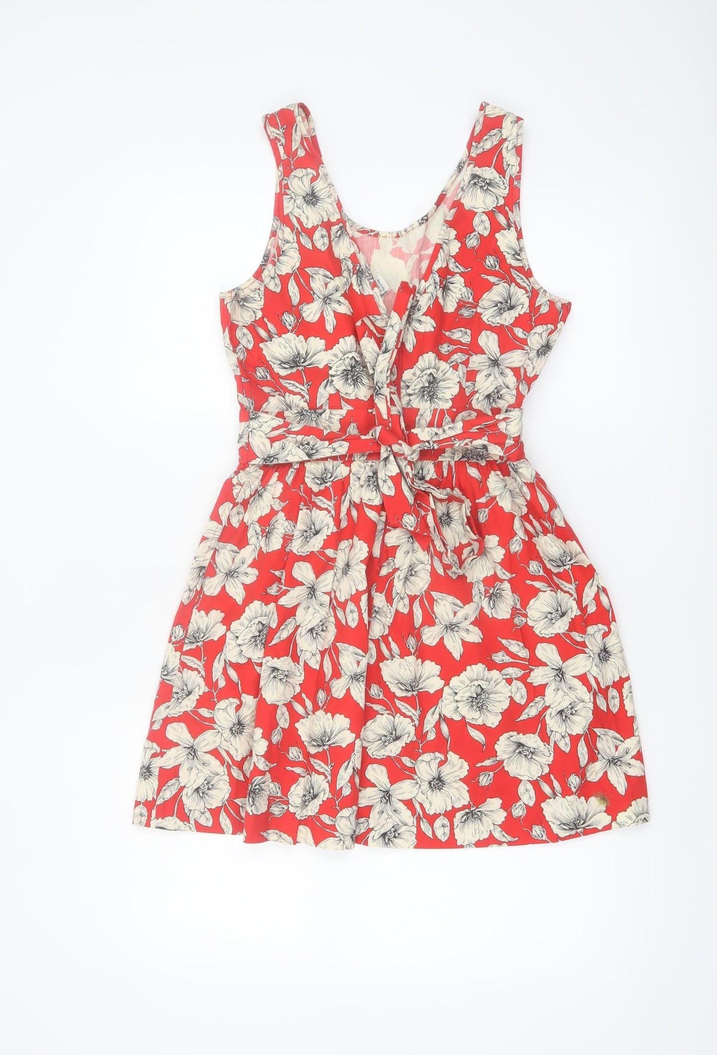 Forever 21 Women’s Red Floral A-Line Sleeveless Cotton Dress Size S