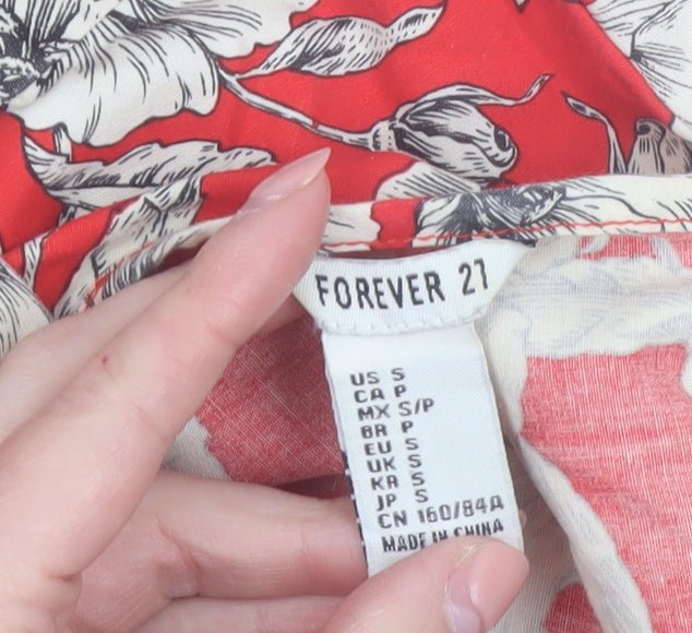 Forever 21 Women’s Red Floral A-Line Sleeveless Cotton Dress Size S