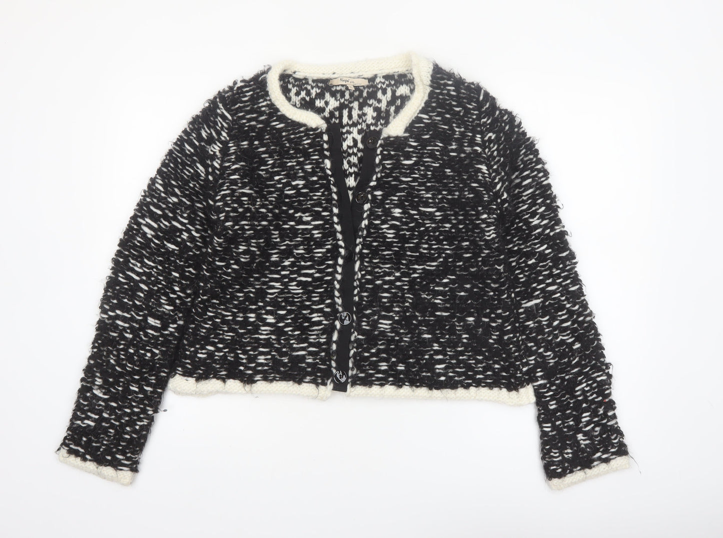 Napa Girl Womens Black Chunky Knit Wool Blend Cardigan Size L