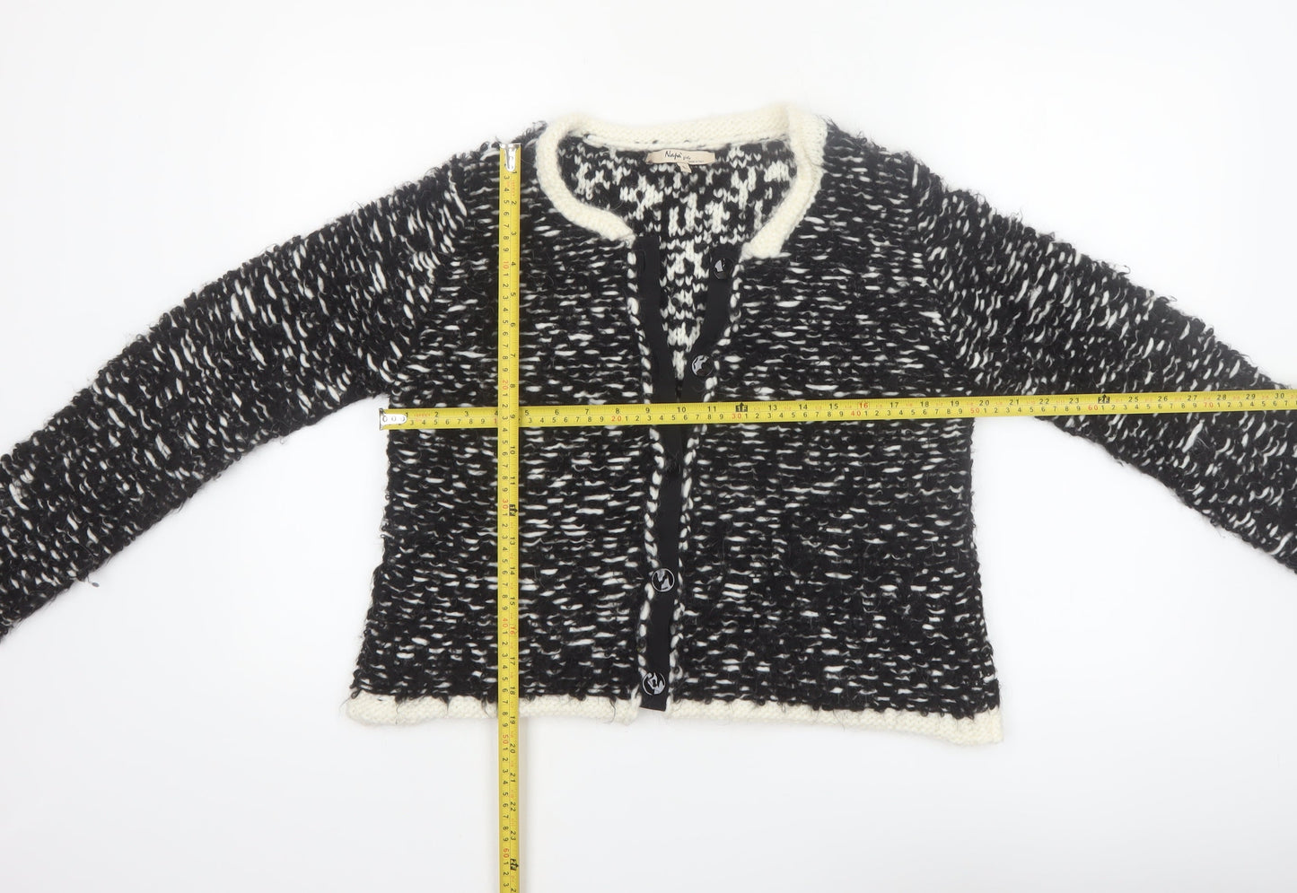 Napa Girl Womens Black Chunky Knit Wool Blend Cardigan Size L