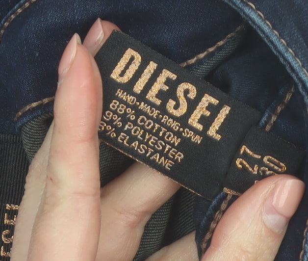 Diesel Womens Blue Skinny Jeans Size 10 Regular Fit Mid Rise 27x30