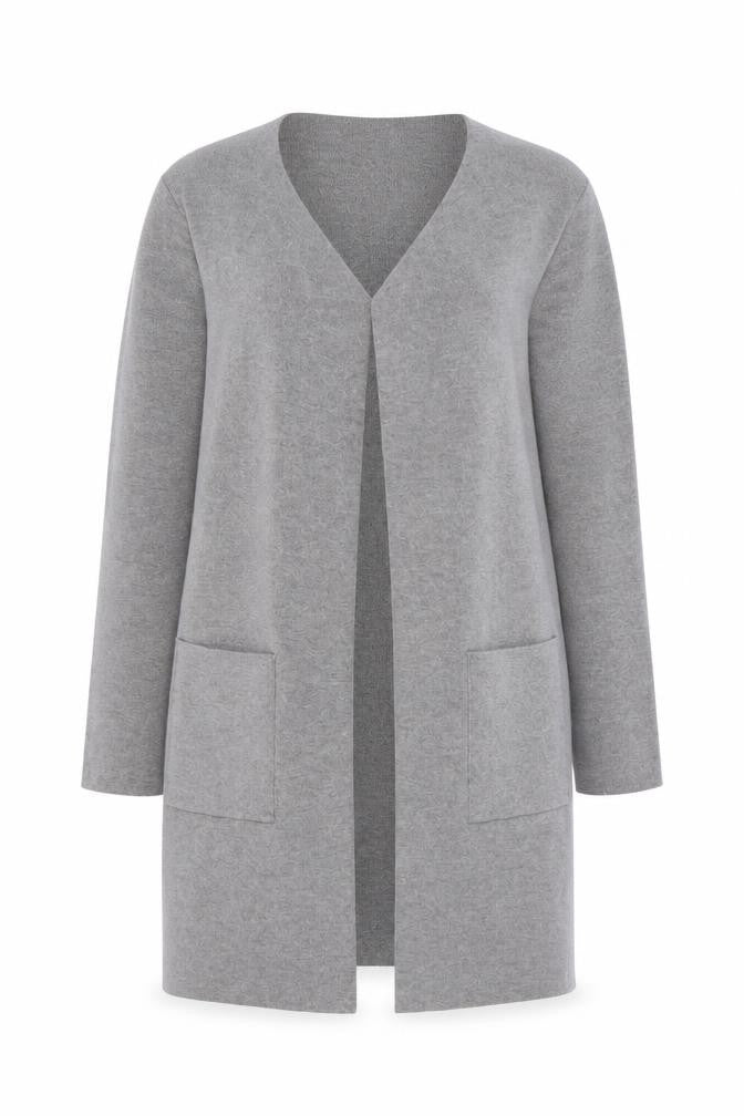 Vero Moda Women Grey Long Sleeve V-Neck Knit Cardigan L