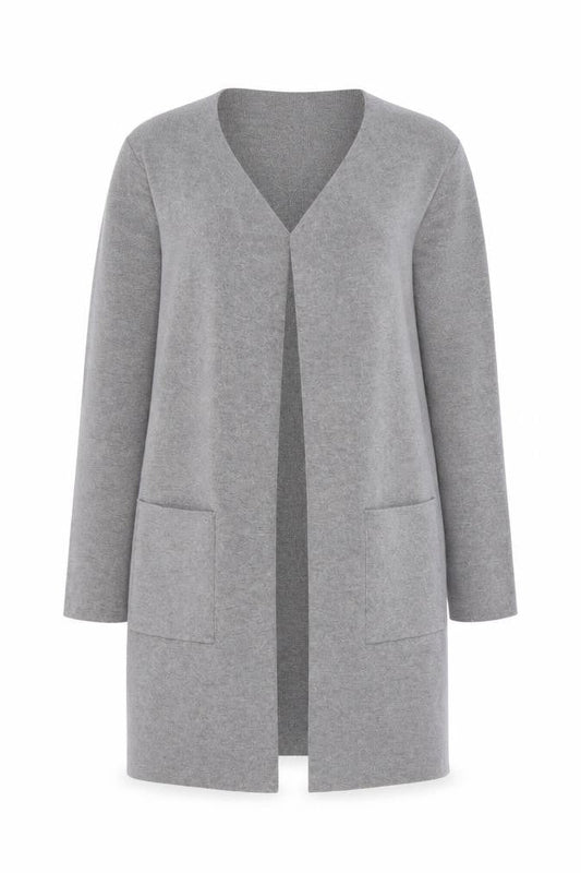 Vero Moda Women Grey Long Sleeve V-Neck Knit Cardigan L
