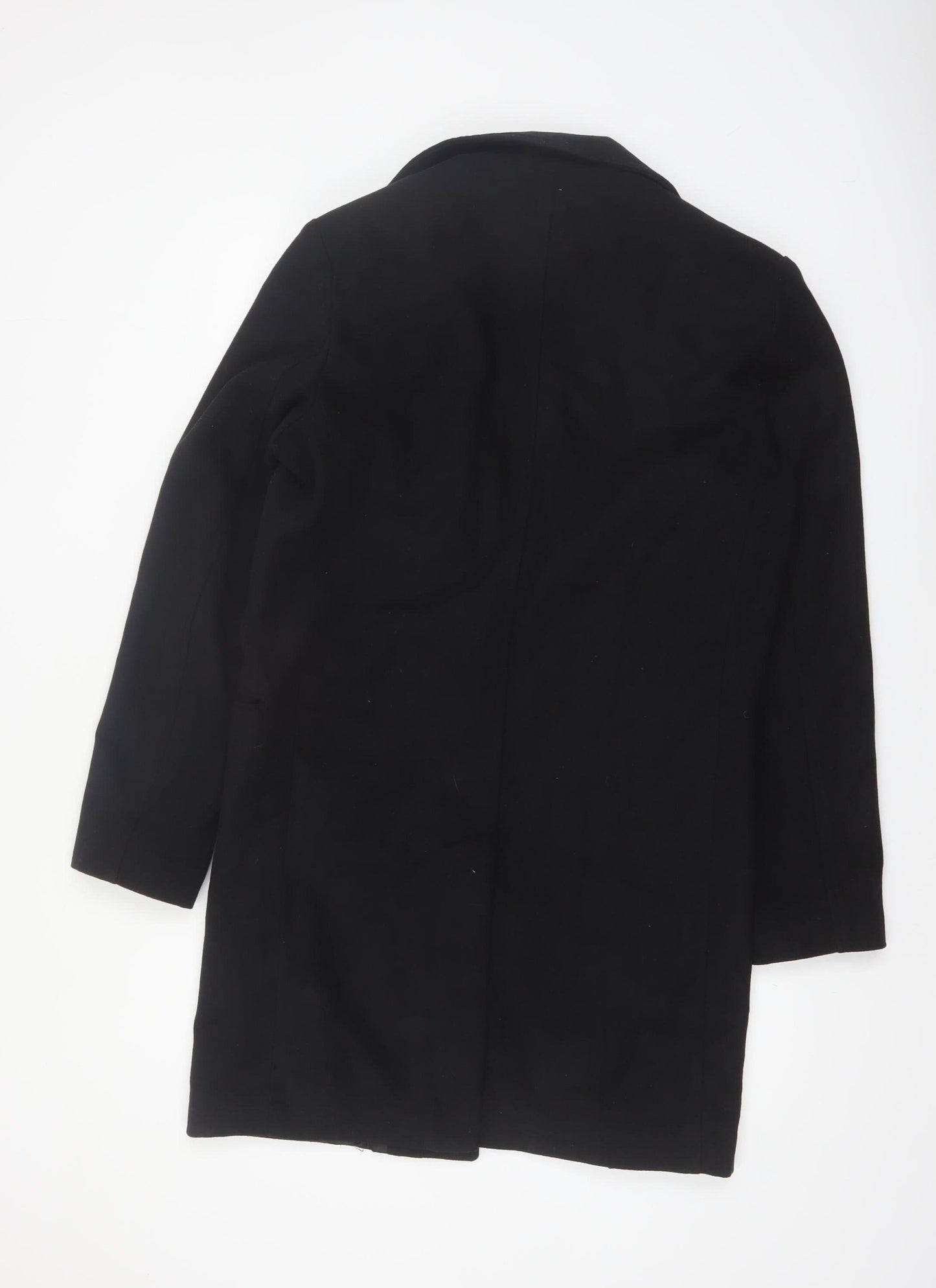 boohooMAN Men's Black Mid-Length Overcoat Size M Classic Style