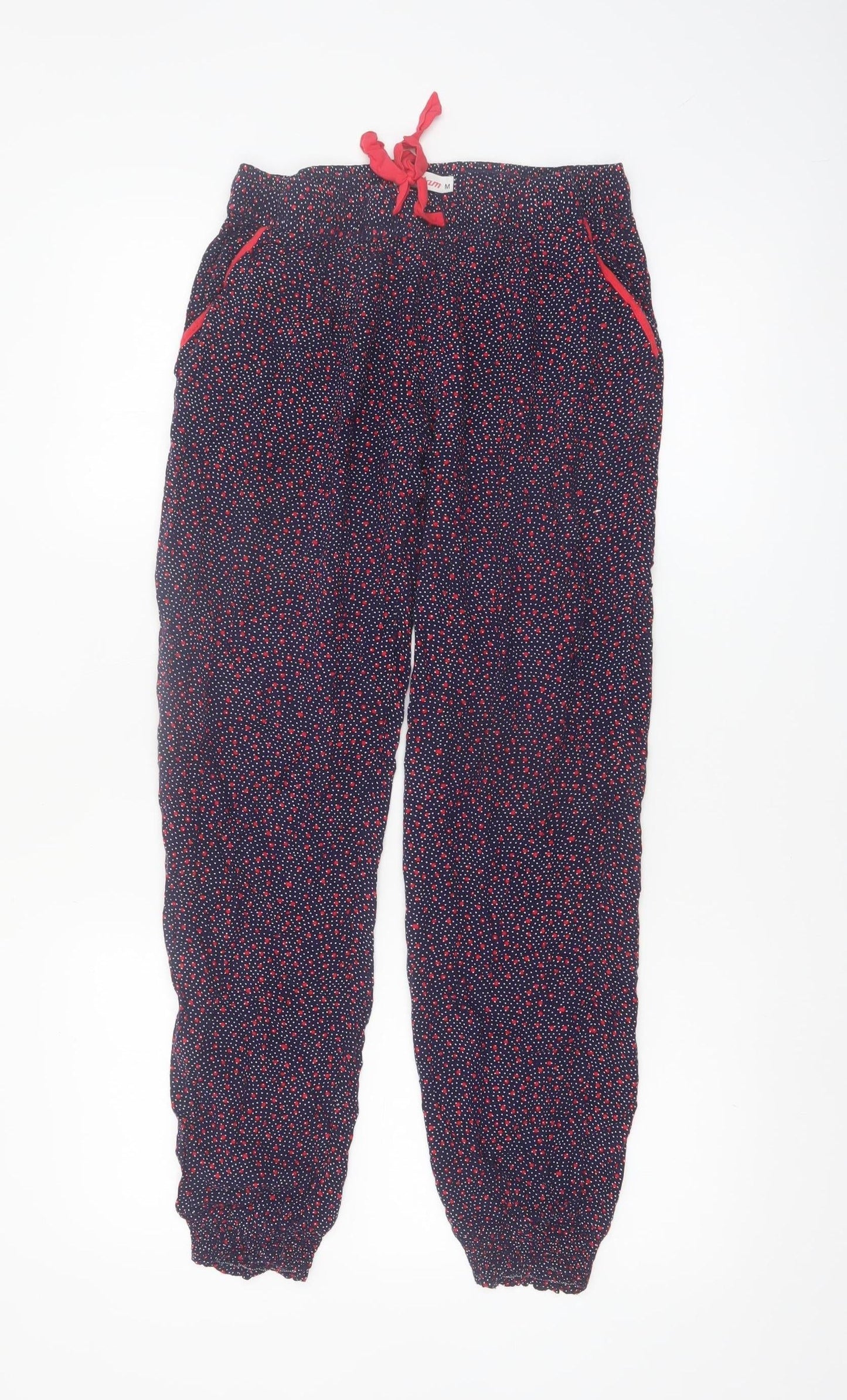 Etam Women's Blue Polka Dot Viscose Jogger Trousers Size M