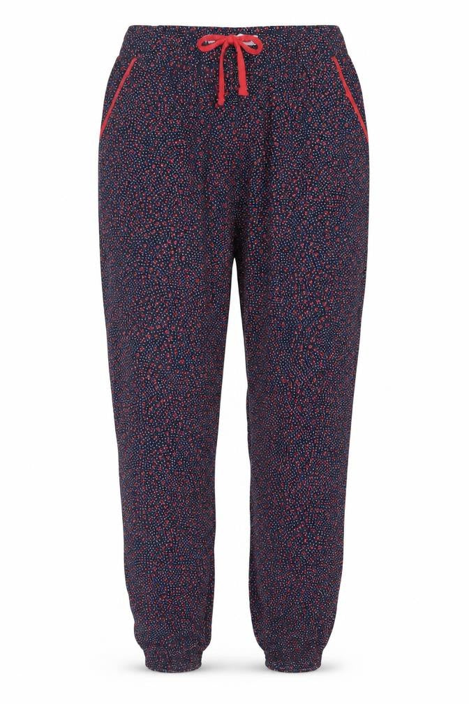 Etam Women's Blue Polka Dot Viscose Jogger Trousers Size M