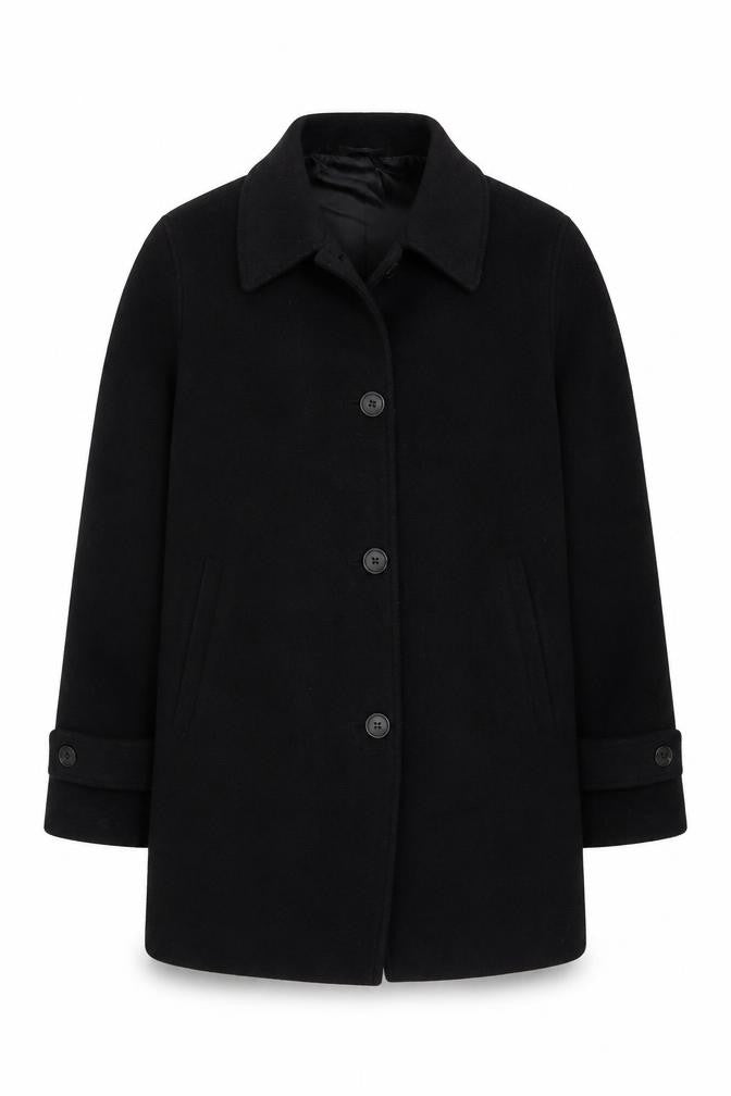 Uniqlo Men’s Black Wool Blend Mid-Length Overcoat Size M