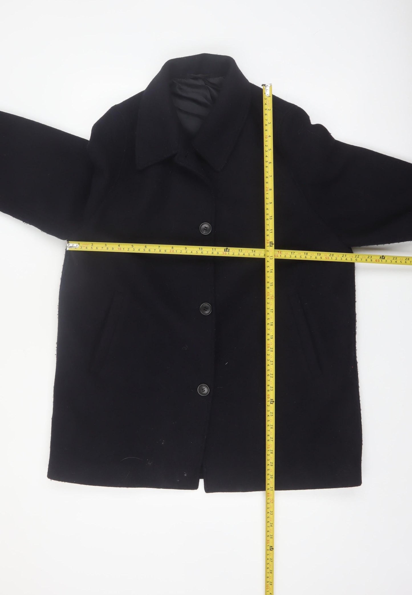 Uniqlo Men’s Black Wool Blend Mid-Length Overcoat Size M