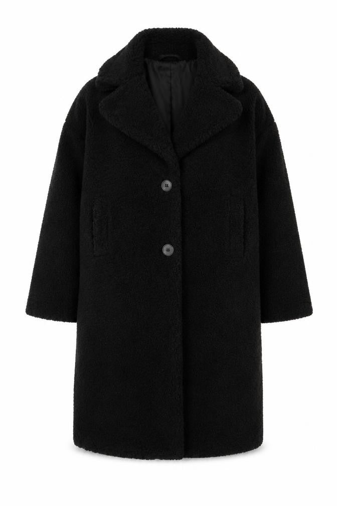 New Look Women’s Black Long Teddy Coat Size 10