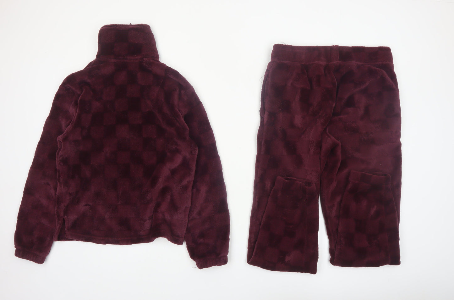Jane and Bleecker Womens Burgundy Fleece Pyjama Set S Winter Warm Loungewear