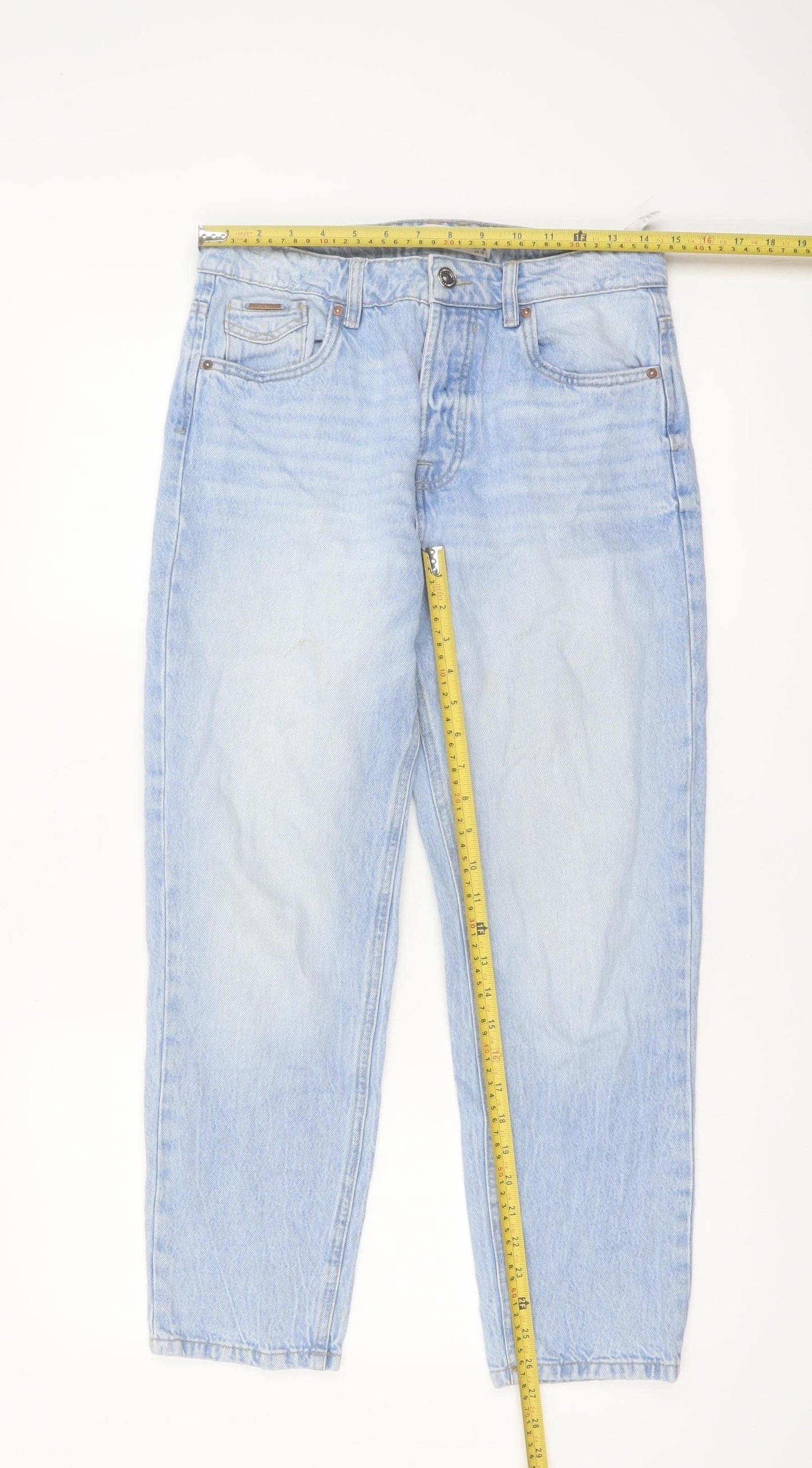 Stradivarius Women's Blue Mom Jeans Size 10 High Waist Denim