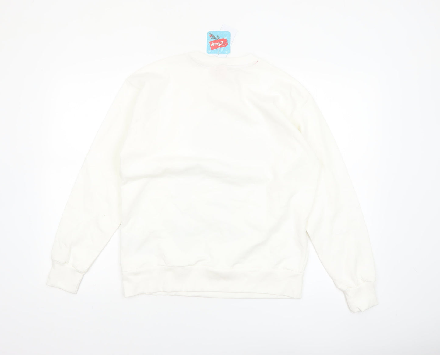 Disney Women White Minnie Mouse Cotton Blend Pullover Sweatshirt S