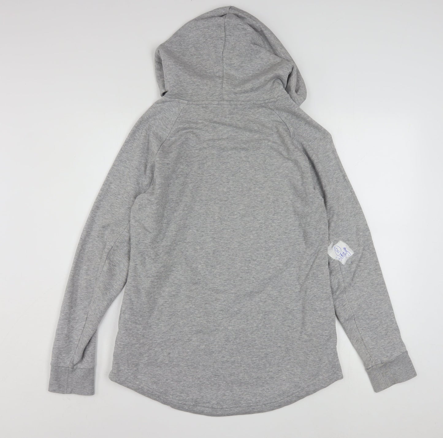 Adidas Women Grey Hooded Pullover Sweatshirt Size M 12-14 Cotton Blend