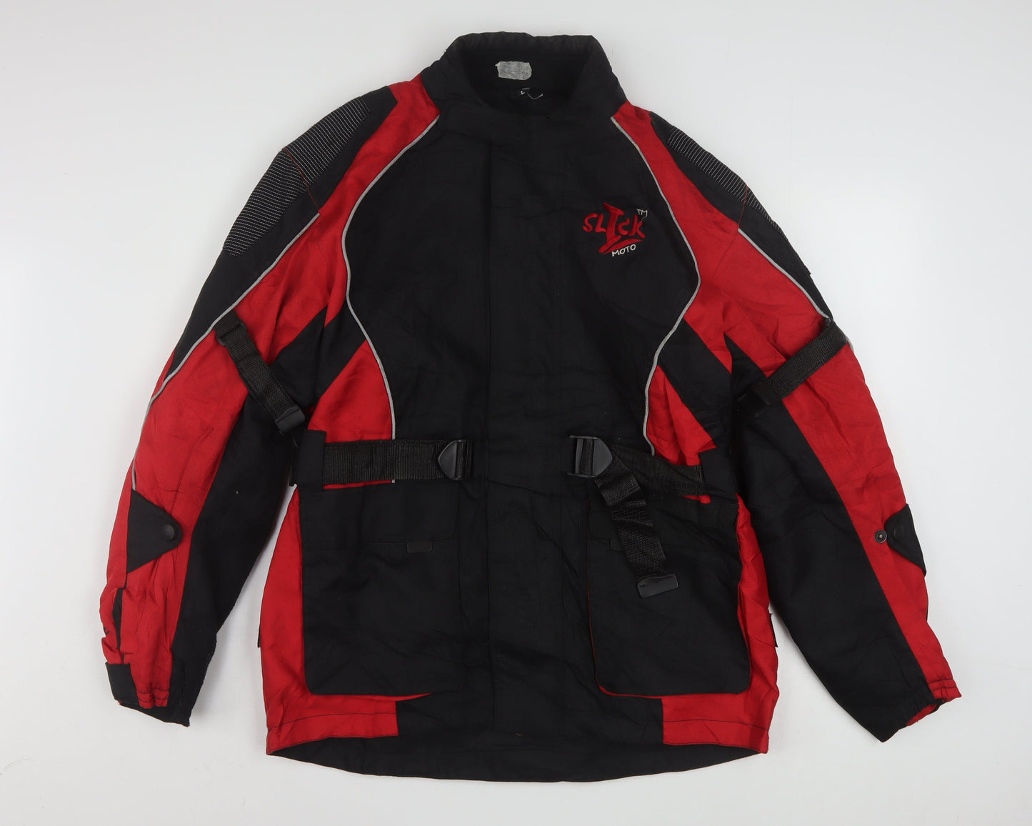 Slick Moto Men's Black Red Waterproof Motorcycle Jacket Size L