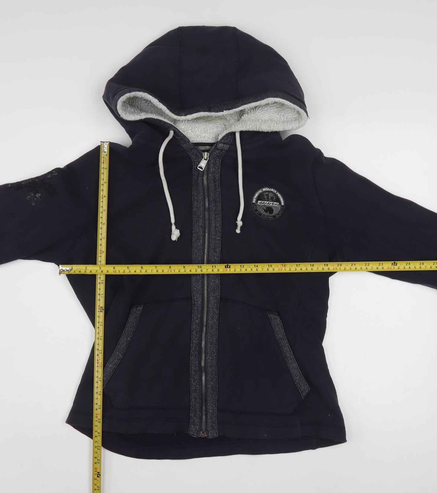 Napapijri Womens Black Full Zip Hoodie XL Lined Casual Sweatshirt