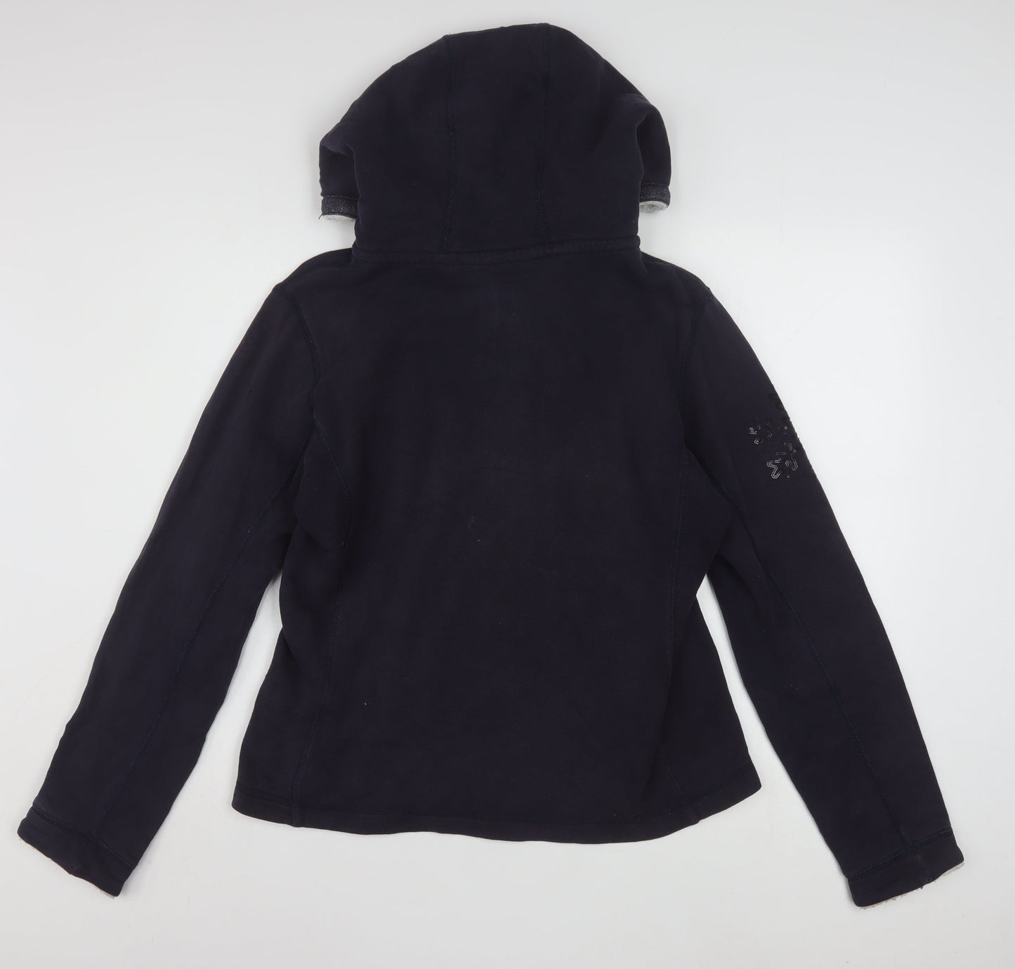 Napapijri Womens Black Full Zip Hoodie XL Lined Casual Sweatshirt