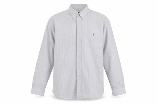 Ralph Lauren Men's Blue Striped Cotton Classic Button-Down Shirt 17/34