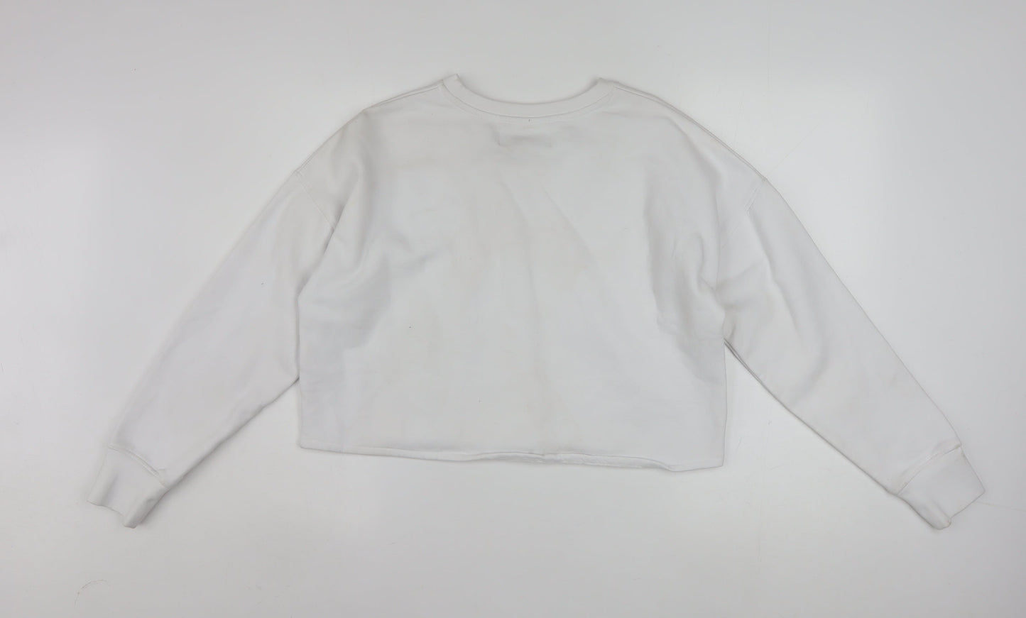 Kangol Women White Cotton Blend Crew Neck Long Sleeve Pullover Sweatshirt L