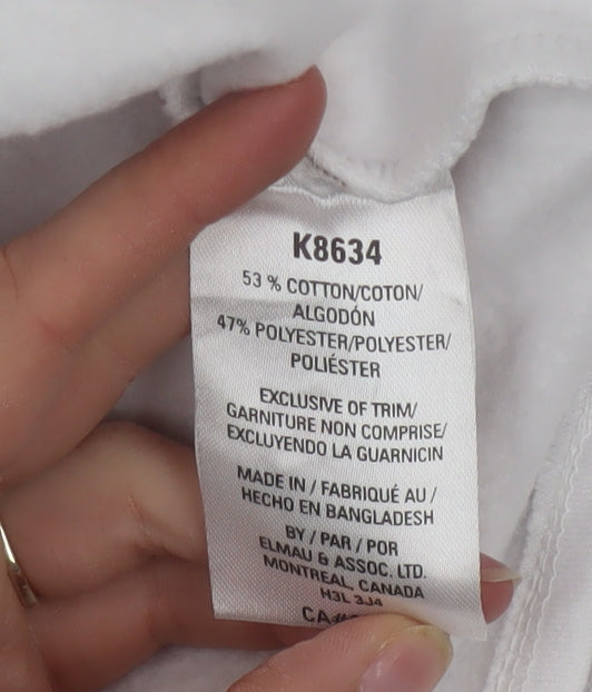 Kangol Women White Cotton Blend Crew Neck Long Sleeve Pullover Sweatshirt L
