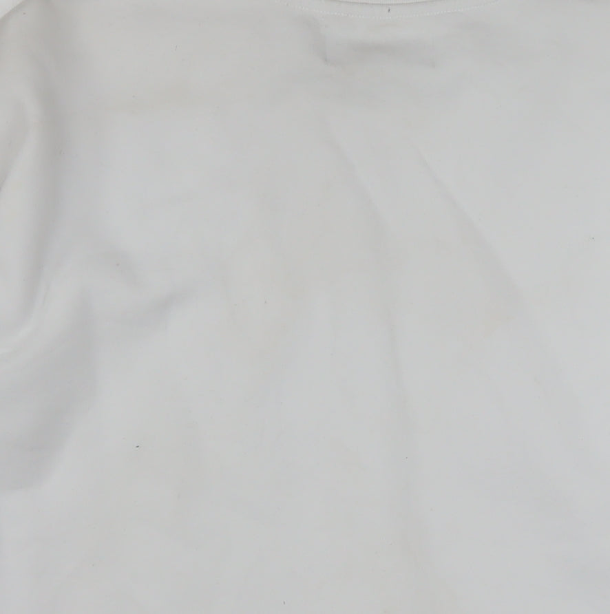 Kangol Women White Cotton Blend Crew Neck Long Sleeve Pullover Sweatshirt L