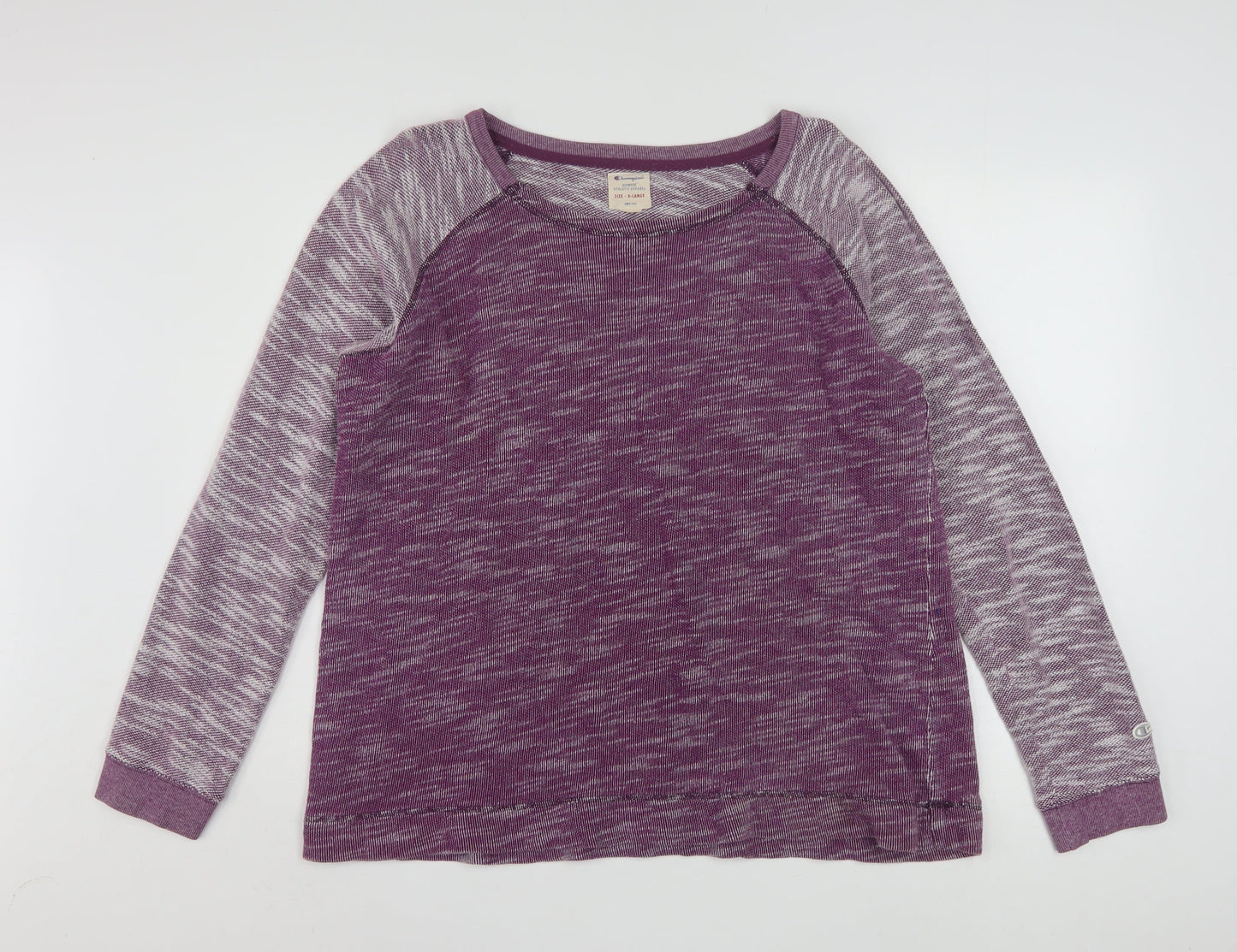 Champion Women's Purple Marl Long Sleeve Pullover Sweatshirt XL