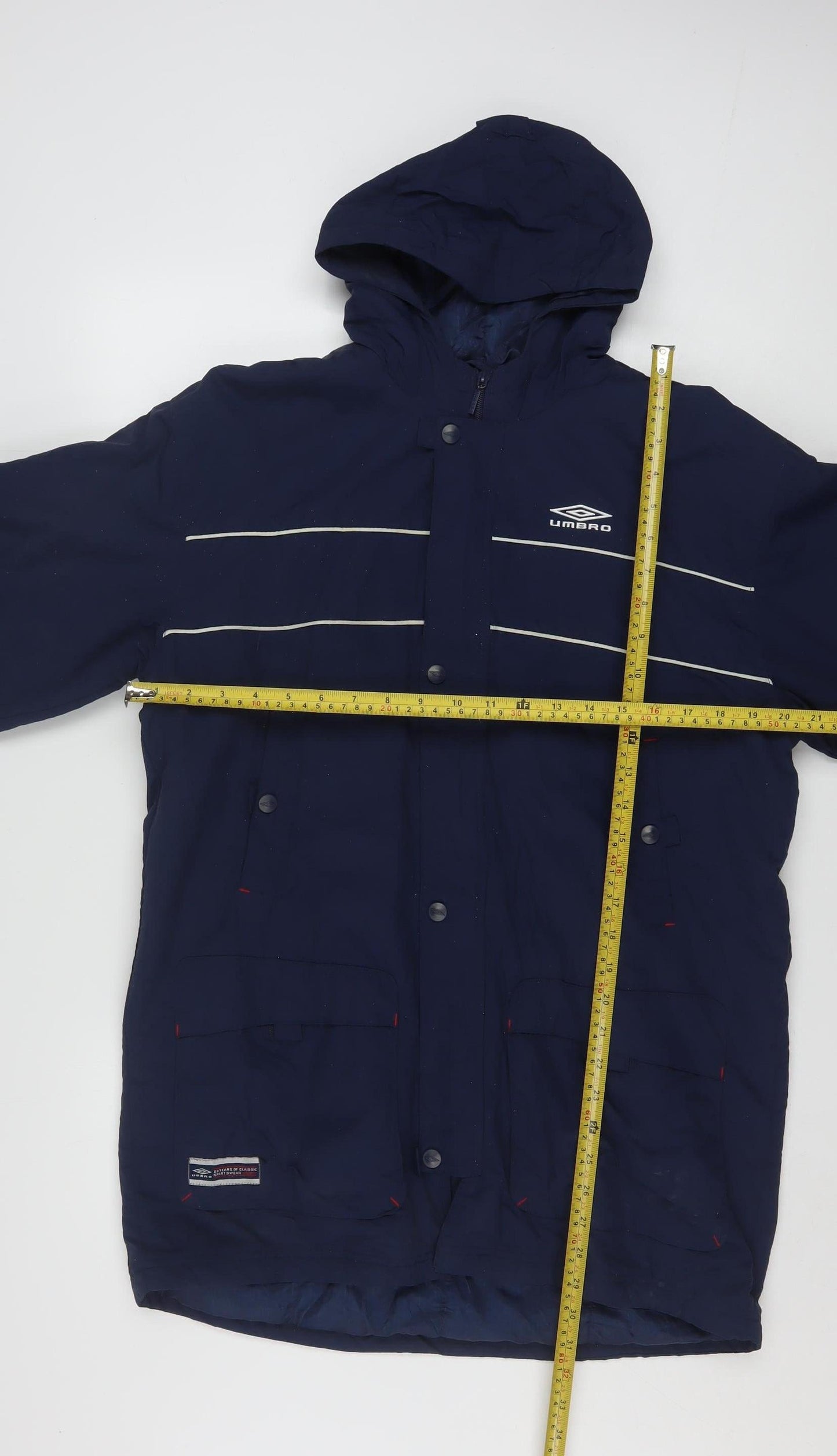 Umbro Boys Blue Hooded Parka Coat 12-13 Years Full Zip Water Resistant