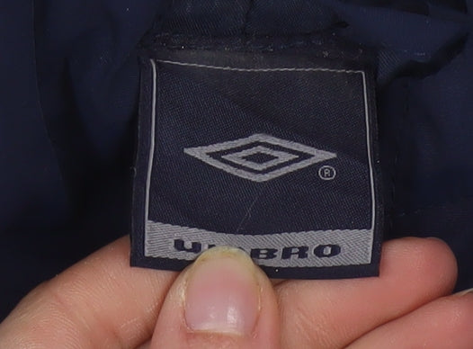 Umbro Boys Blue Hooded Parka Coat 12-13 Years Full Zip Water Resistant