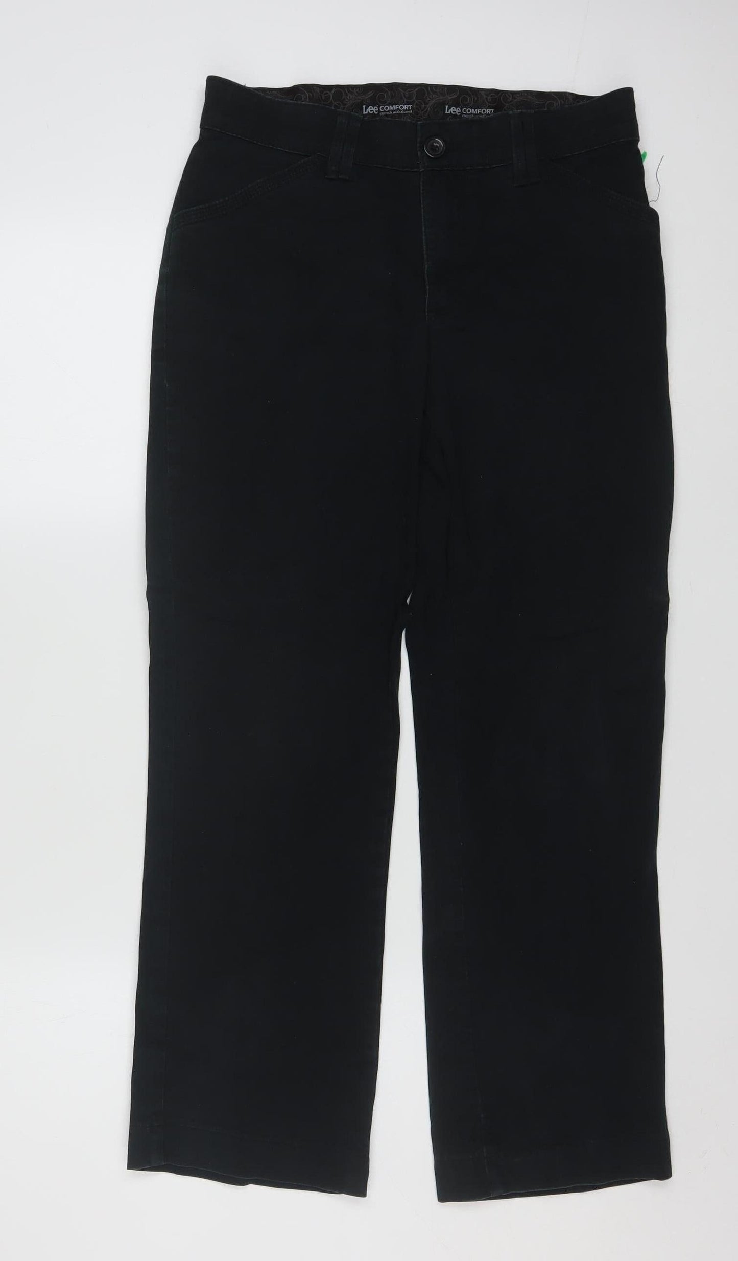 Lee Comfort Women's Black Petite S Stretch Cotton Chino Trousers