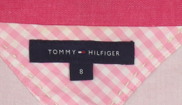 Tommy Hilfiger Womens Multicoloured Checked Blazer Size 8 Cotton Linen