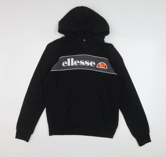 Ellesse Boys Black Pullover Hoodie 13-14 Years Logo Fleece Sweatshirt