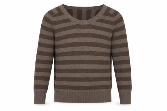 Tommy Hilfiger Men's Brown Striped Crew Neck Jumper Size L