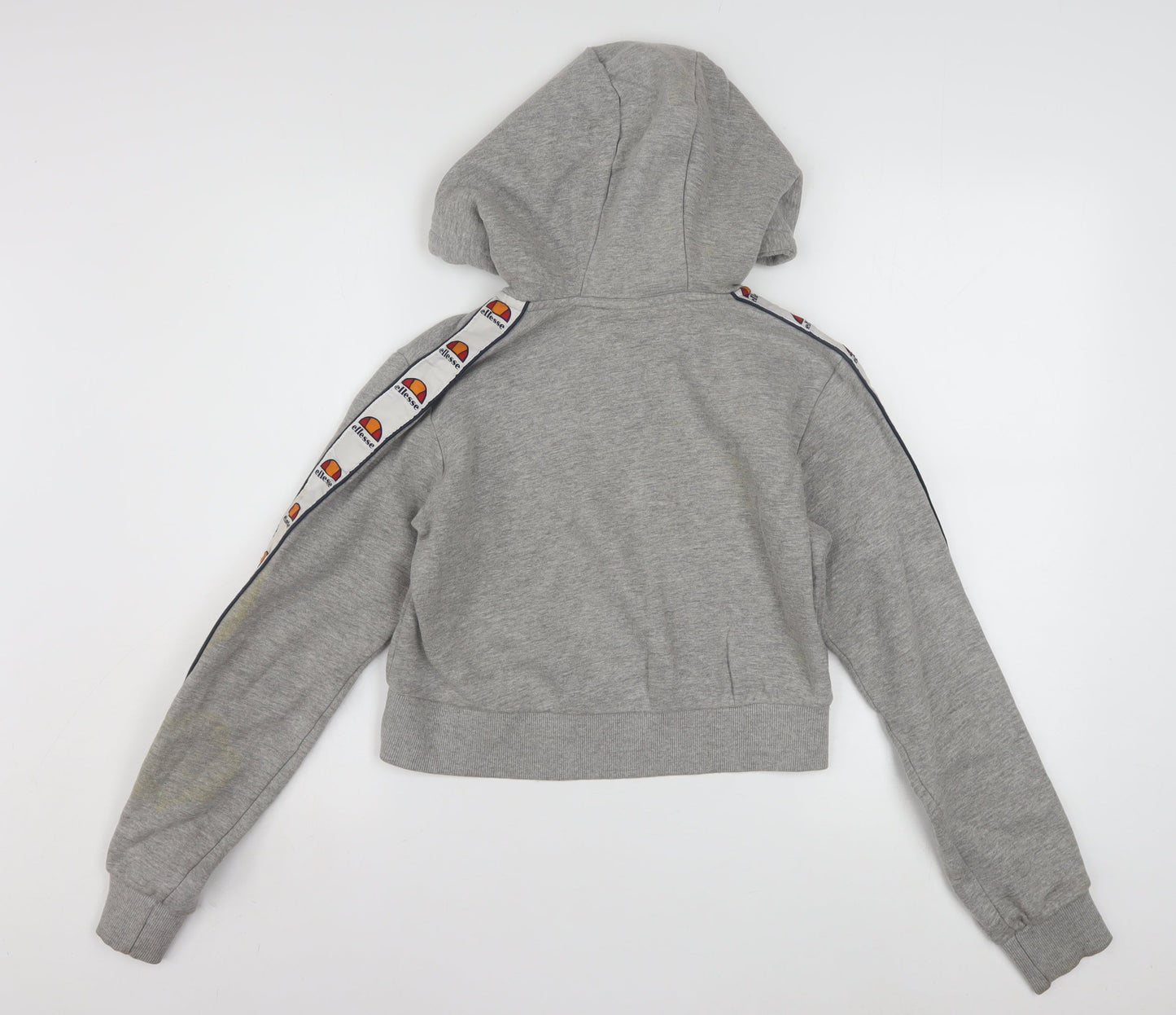 Ellesse Womens Grey Half Zip Cropped Hoodie Size 8 Logo Tape Detail