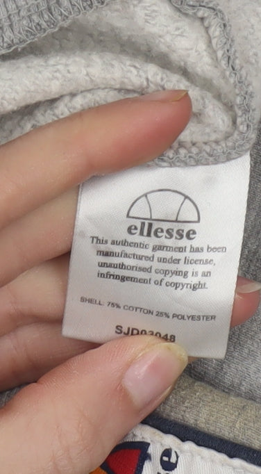 Ellesse Womens Grey Half Zip Cropped Hoodie Size 8 Logo Tape Detail