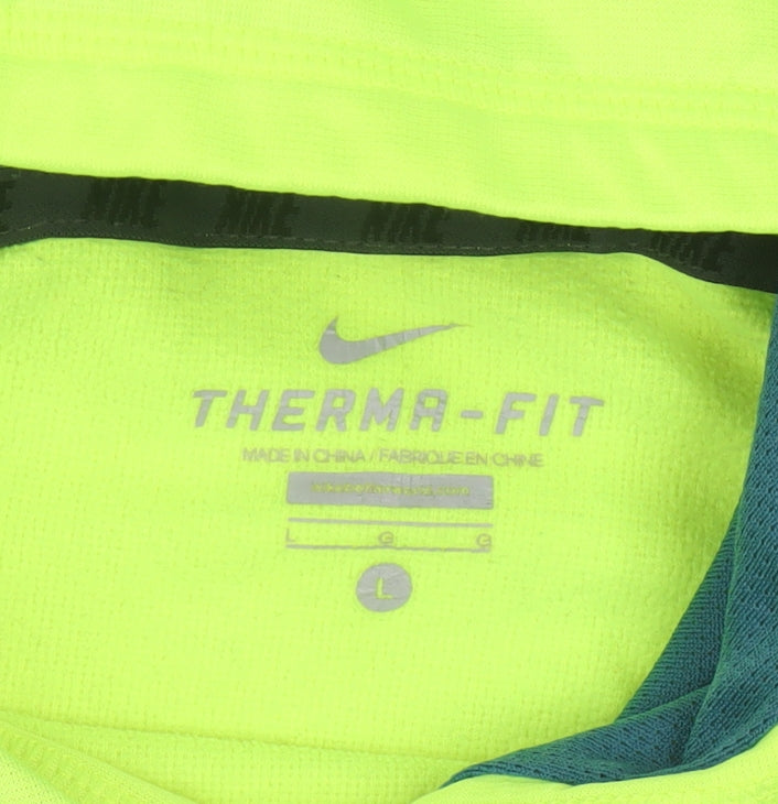 Nike Boys Yellow Therma-Fit Pullover Hoodie L Fleece Sportswear